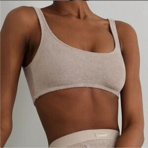 Skims M Terry Scoop Bralette in Desert Neutral Tan Size Medium